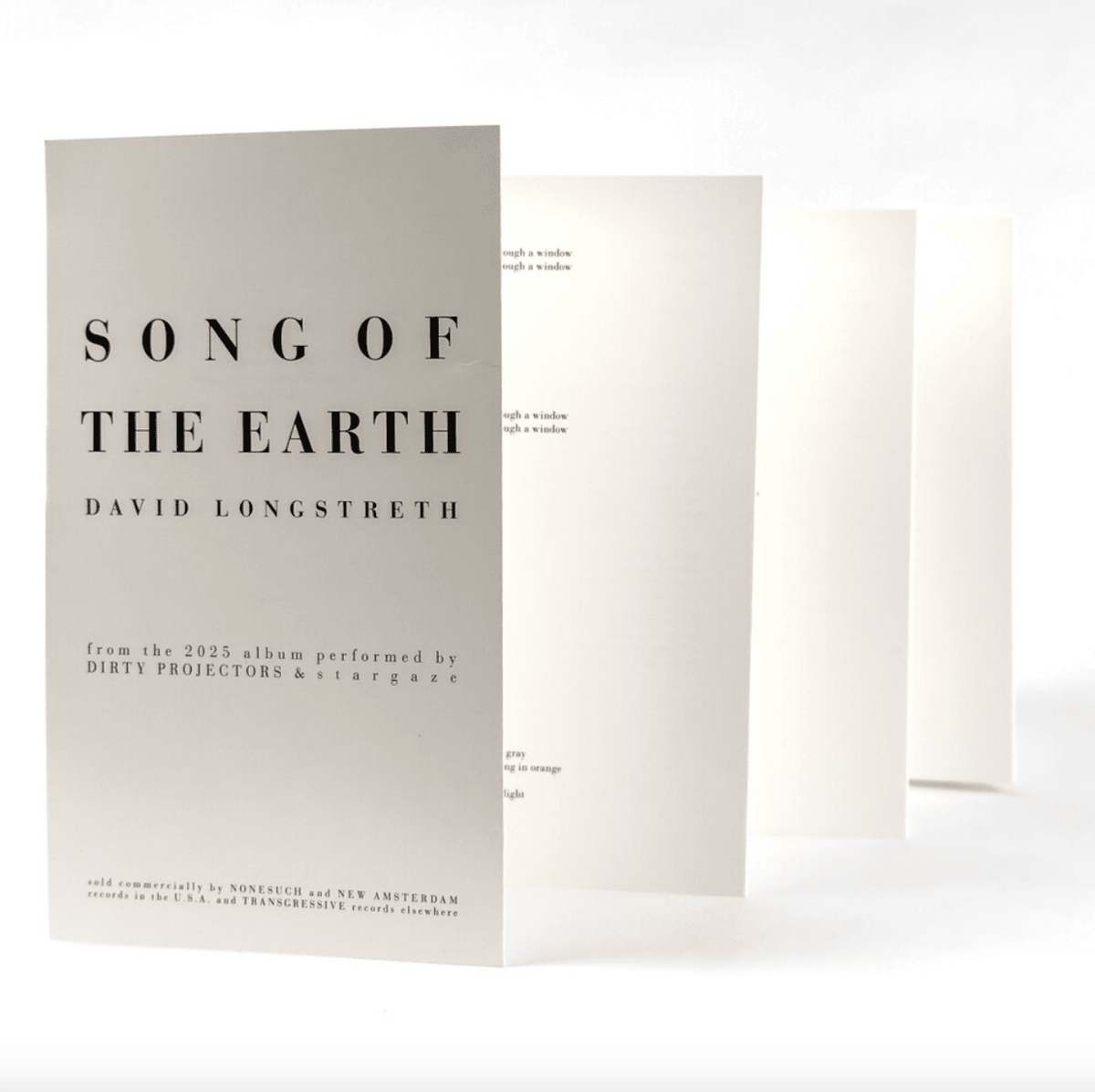 SONG OF THE EARTH - Libretto (Signed by Dave Longstreth)